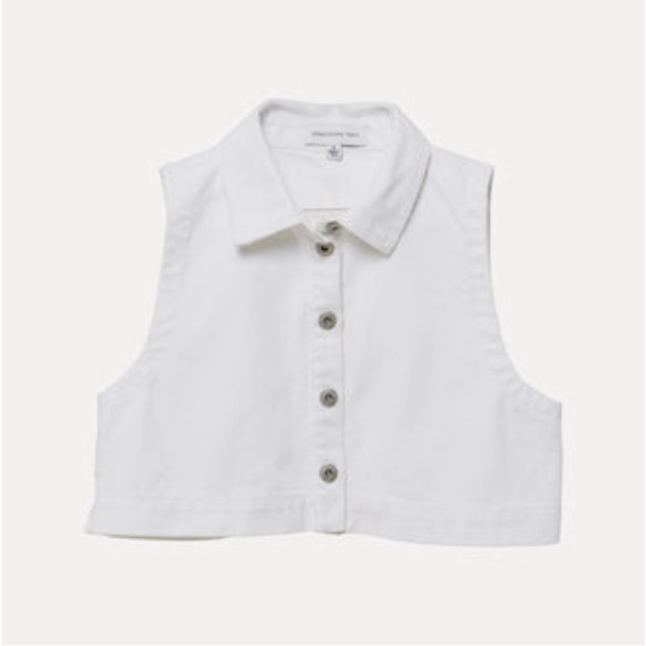 Something Navy Sleeveless Cropped Denim Top - Picture 2 of 4